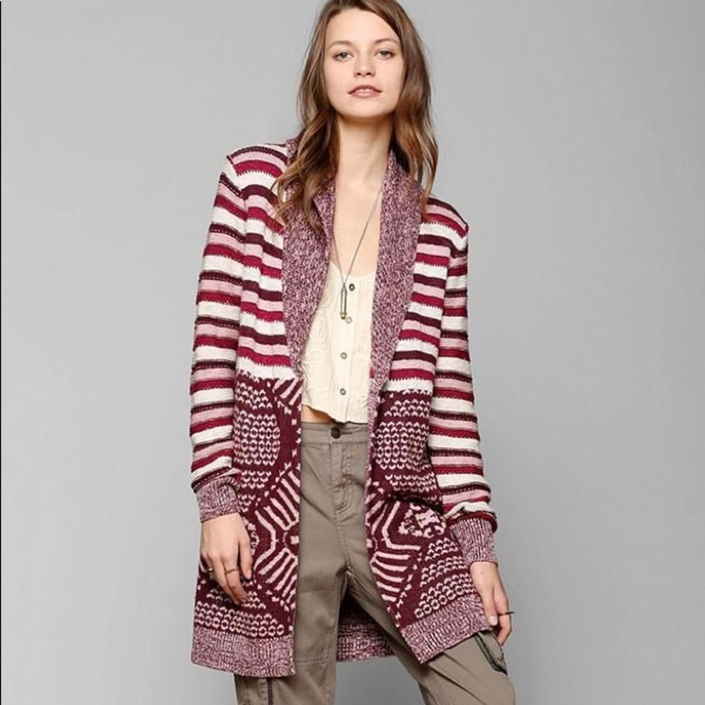 URBAN OUTFITTERS ECOTÉ Intarsia Print Knit Cardigan